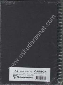 Clairefontaine Carbon Black Paper Noir A5 120gr 60 Yaprak Spiralli Çizim Blok