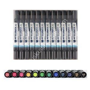 Zig Kurecolor KC3000 Twin S Marker 12 li Set Koyu Renkler