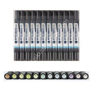 Zig Kurecolor KC3000 Twin S Marker 12 li Set Soluk Renkler