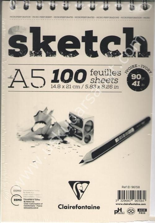 Clairefontaine Esquisse Ivory Sketch - A5 90gr 100 Yaprak Kısa Kenarı Spiralli