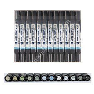 Zig Kurecolor KC3000 Twin S Marker 12 li Set Gri Renkler