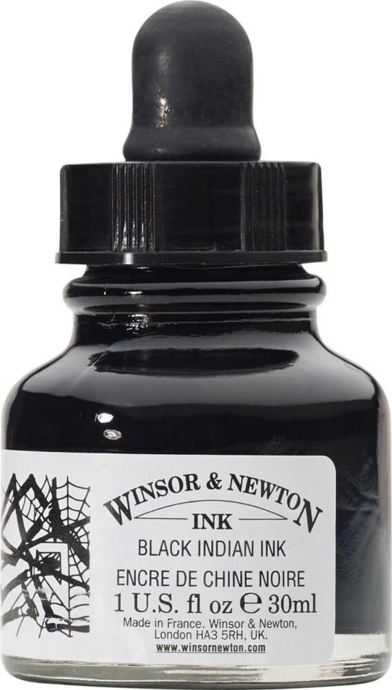 Winsor Newton Drawing Ink 30ml Çizim Mürekkebi Black Indian
