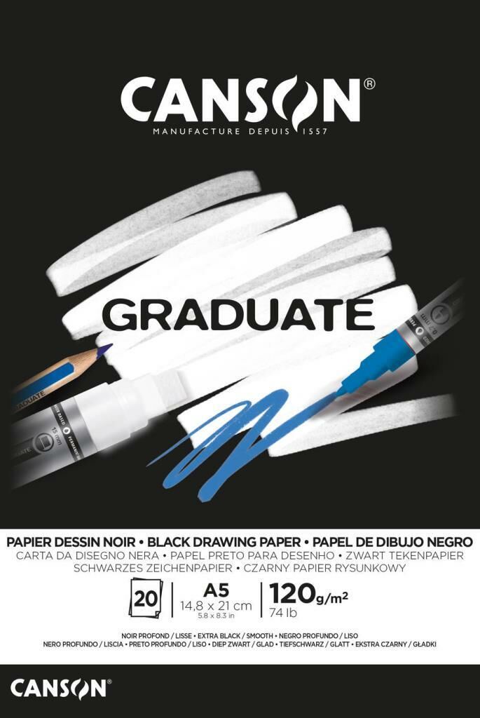 Canson Graduate Siyah Defter 120g A5 20 Sayfa