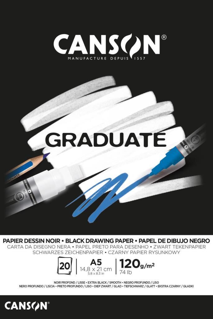 Canson Graduate Siyah Defter 120g A5 20 Sayfa