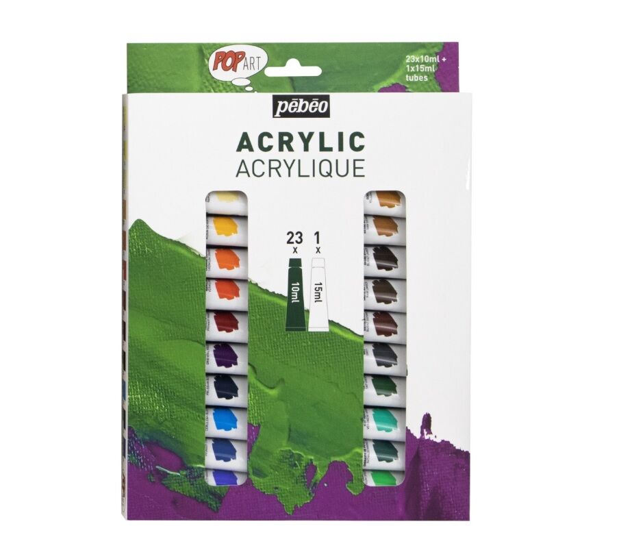 Pebeo Pop Art Akrilik Boya Seti 23x10ml + 15ml Beyaz 669720