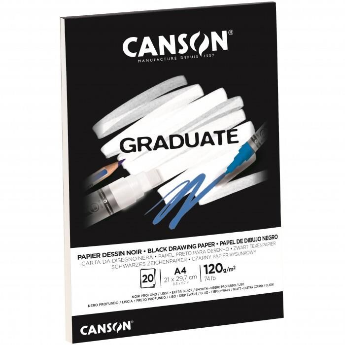 Canson Graduate Siyah Defter 120g A4 20 Sayfa