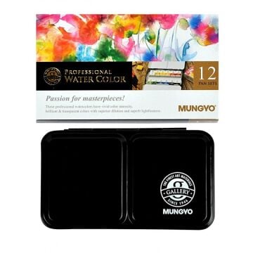 Mungyo  Professional Suluboya  1/2 Yarım Tablet 12 renk