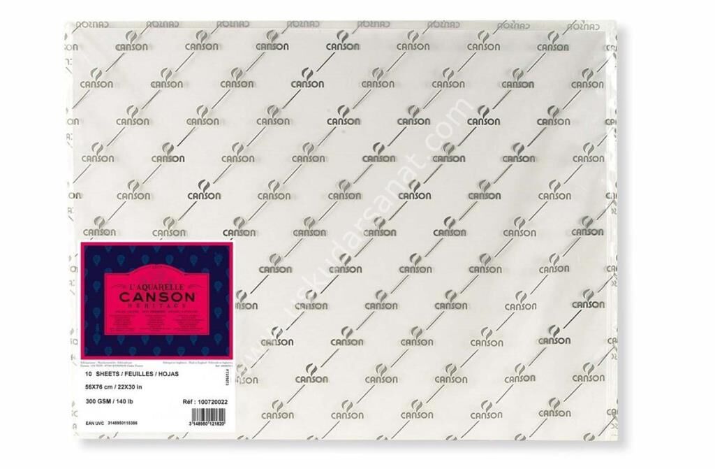 Canson Heritage Suluboya Kağıdı 300 gr 56x76 cm 10 Yaprak Sıcak Baskı Grensiz