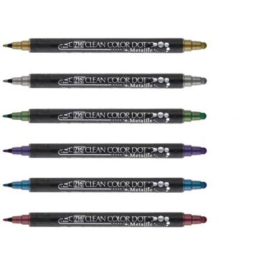 Zig Clean Color Dot Çift Taraflı Metalik 6 lı set