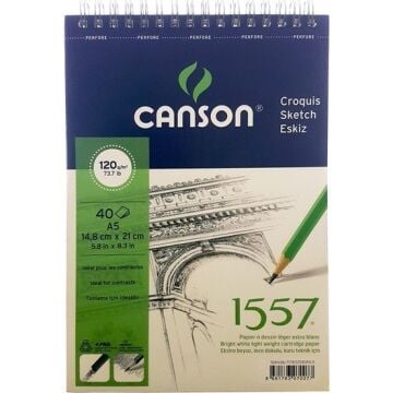 Canson 1557 Spiralli Çizim Blok 120gr A5 40yp