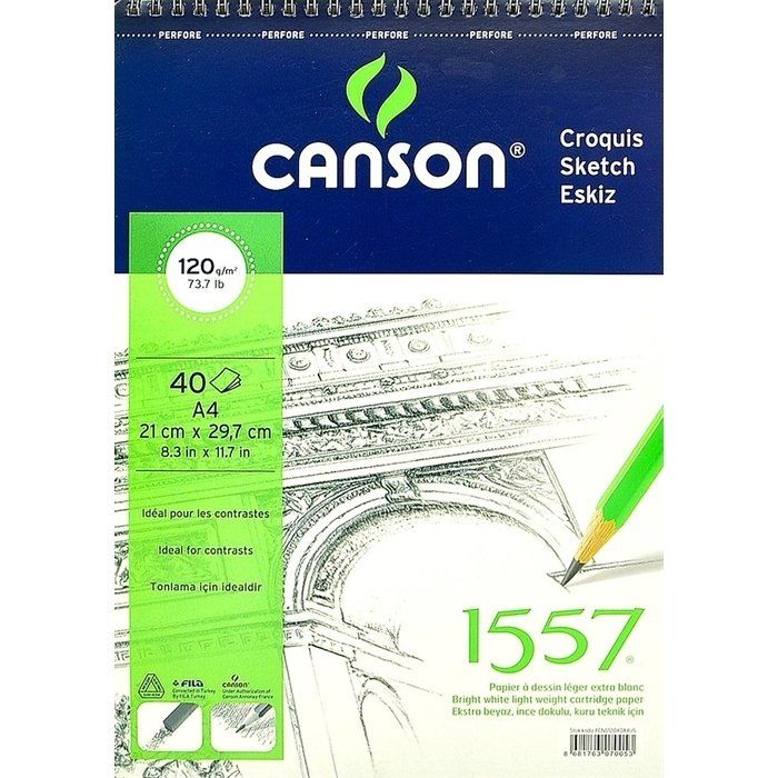 Canson 1557 Spiralli Çizim Blok 120gr A4 40yp