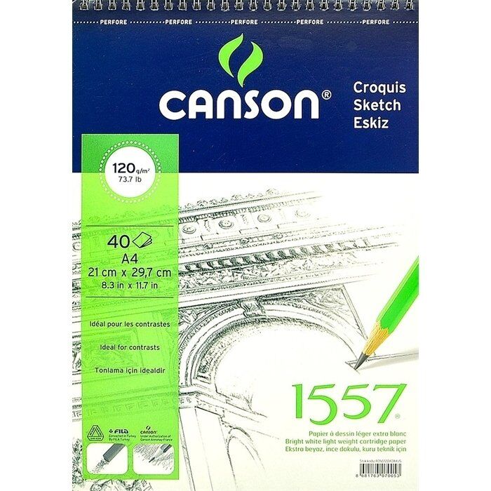 Canson 1557 Spiralli Çizim Blok 120gr A4 40yp