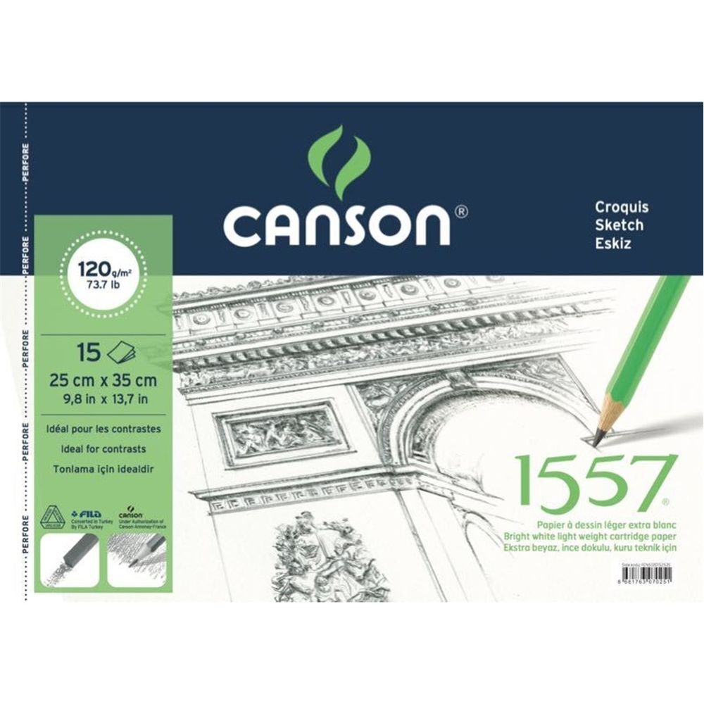 Canson 1557 Spiralli Resim Defteri 25x35 120gr 15yp