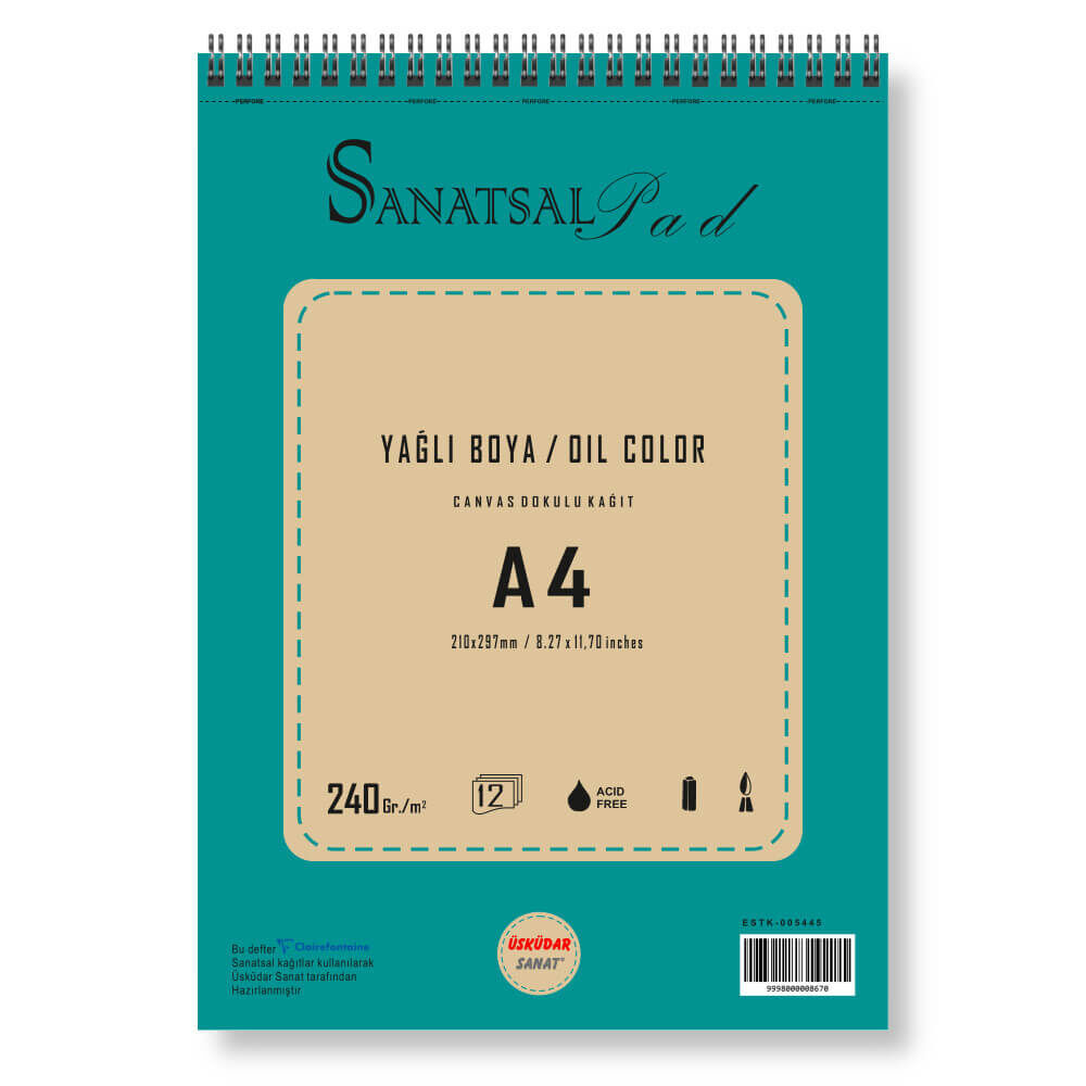 Sanatsalpad Spiralli Yağlı Boya Defteri 240 gr A4 12 Yaprak