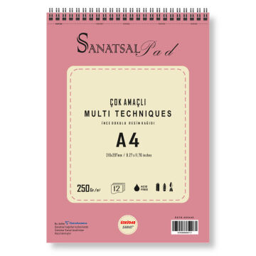 Sanatsalpad Multi Teknik  Spiralli Resim Defteri 250 gr A4 20 Yaprak