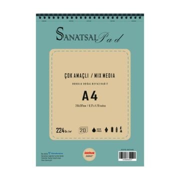 Sanatsal Pad Çok Amaçlı Dokulu Resim Defteri A4 224gr 20 Yaprak Spiralli