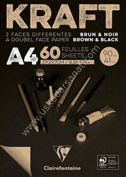Clairefontaine Kraft & Siyah Çift Taraflı A4 90gr 60 Sayfa