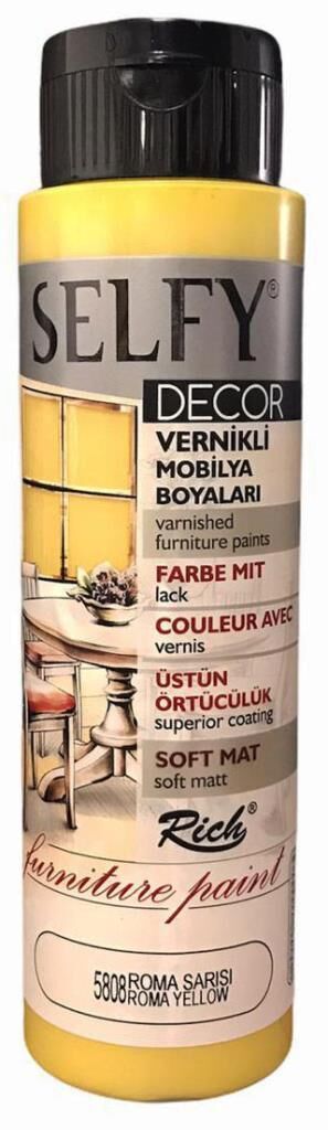 Rich Selfy Decor Vernikli Boya 500cc Roma Sarısı 5808
