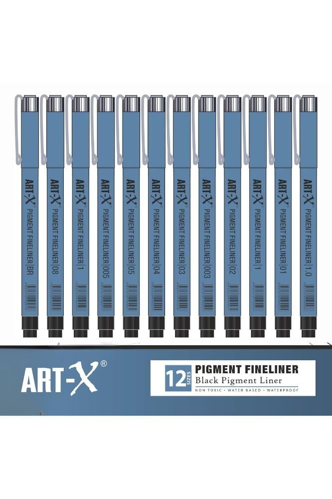 Rich Art-X Pigment Fineliner Teknik Çizim Kalem Seti 12 li