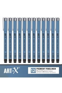 Rich Art-X Pigment Fineliner Teknik Çizim Kalem Seti 12 li
