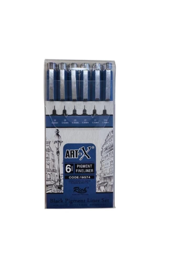 Rich Art-X Pigment Fineliner Teknik Çizim Kalem Seti 6'lı