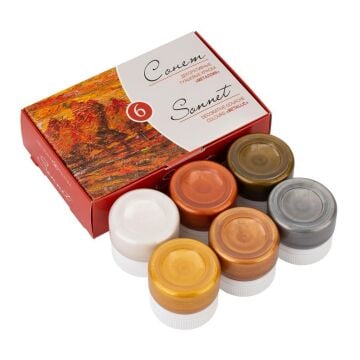 St. Petersburg Sonnet Guaj Boya Seti 6 Renk x 20 ml Metalik Renkler