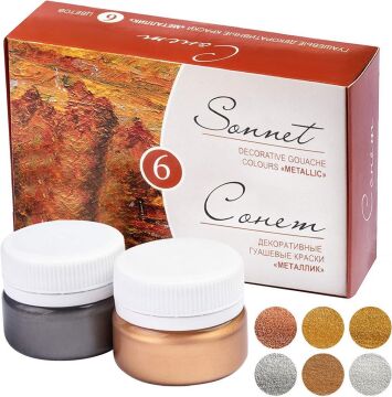 St. Petersburg Sonnet Guaj Boya Seti 6 Renk x 20 ml Metalik Renkler