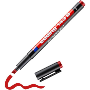 Edding 143B Yan Kesik Uç Asetat Kalemi 1 - 3 mm Kırmızı
