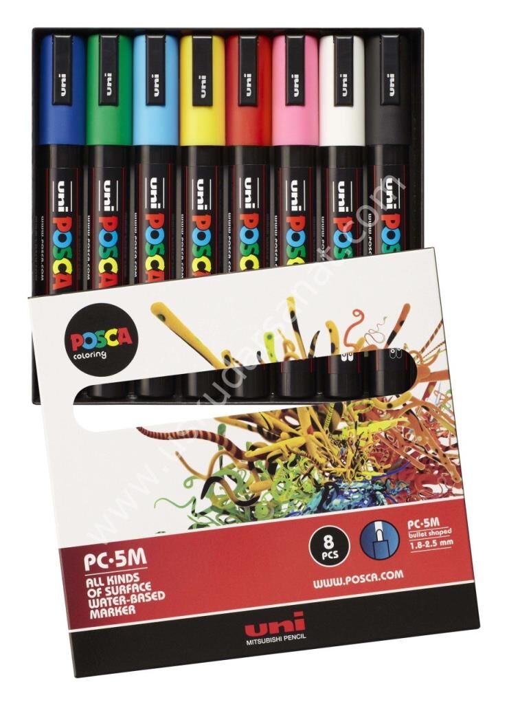 Uni-Ball POSCA PC-5M - Set 3 Pennarelli Per Pittura Marrone Cacao, Punta Proiettile 1,8-2,5mm, Inchiostro Coprente