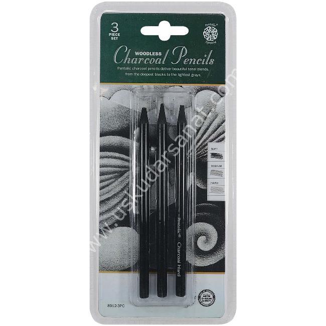 Black Charcoal Füzen Kömür Kalem 3'lü Set