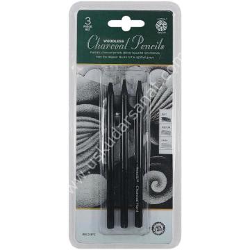 Black Charcoal Füzen Kömür Kalem 3'lü Set