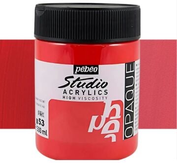 Pebeo Studio Yüksek Viskoziteli Akrilik Boya 500 ml Dark Cadmium Red Hue 53