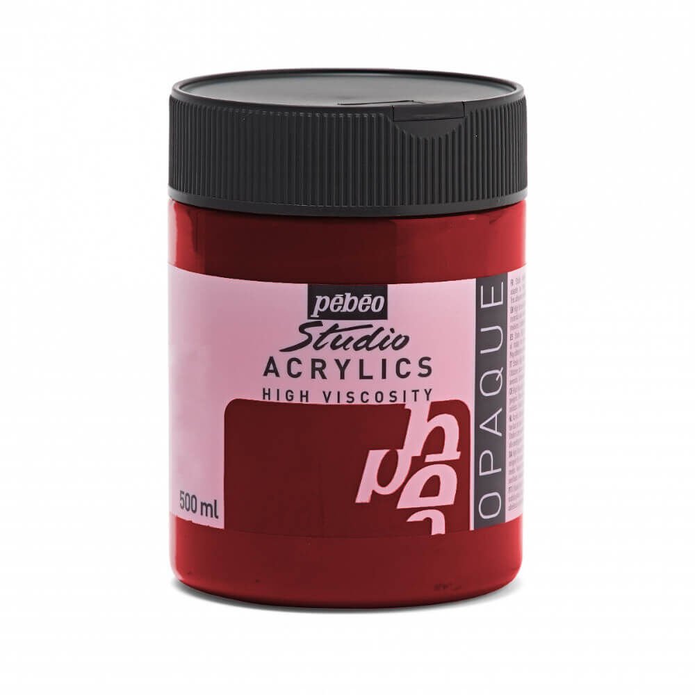 Pebeo Studio Yüksek Viskoziteli Akrilik Boya 500 ml Dark Cadmium Red Hue 53