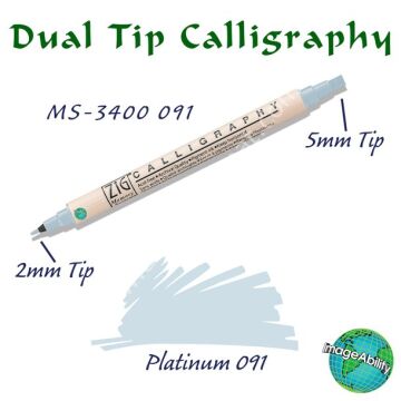 Zig Memory System MS-3400 Çift Uçlu Kaligrafi Kalemi 2 – 5 mm Platinum 091