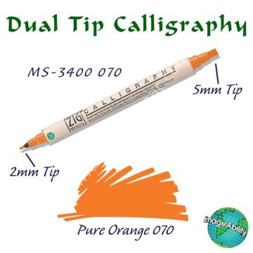 Zig Memory System MS-3400 Çift Uçlu Kaligrafi Kalemi 2 – 5 mm Pure Orange 070