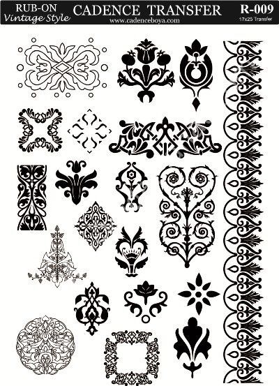 Cadence Rub-on Vintage Transfer 17*25 R-009