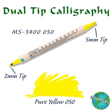 Zig Memory System MS-3400 Çift Uçlu Kaligrafi Kalemi 2 – 5 mm Pure Yellow 050