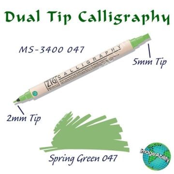 Zig Memory System MS-3400 Çift Uçlu Kaligrafi Kalemi 2 – 5 mm Spring Green 047