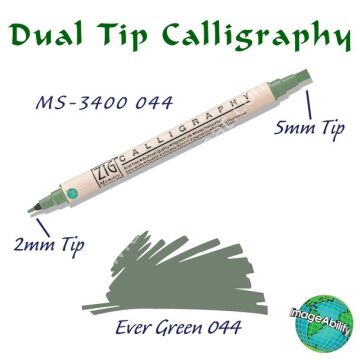 Zig Memory System MS-3400 Çift Uçlu Kaligrafi Kalemi 2 – 5 mm Evergreen 044
