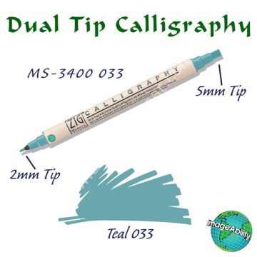 Zig Memory System MS-3400 Çift Uçlu Kaligrafi Kalemi 2 – 5 mm Teal 033