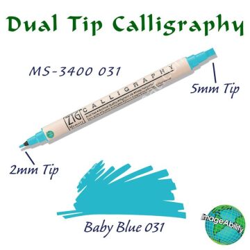 Zig Memory System MS-3400 Çift Uçlu Kaligrafi Kalemi 2 – 5 mm Baby Blue 031