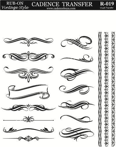 Cadence Rub-on Vintage Transfer 17*25 R-019