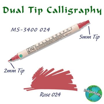 Zig Memory System MS-3400 Çift Uçlu Kaligrafi Kalemi 2 – 5 mm Rose 024