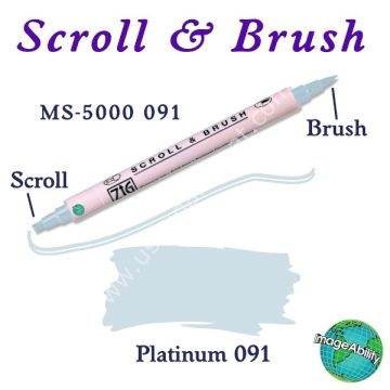 Zig Scroll & Brush Çift Çizgi ve Fırça Uçlu Kaligrafi Kalemi 091 Platin