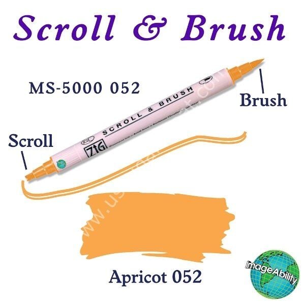 Zig Scroll & Brush Çift Çizgi ve Fırça Uçlu Kaligrafi Kalemi 052 Kayısı
