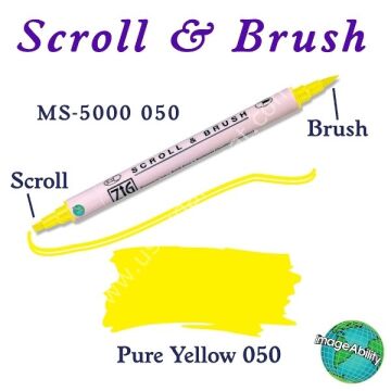 Zig Scroll & Brush Çift Çizgi ve Fırça Uçlu Kaligrafi Kalemi 050 Sarı