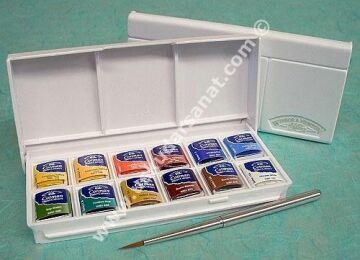 Winsor & Newton Cotman Pocket Box Tablet Sulu Boya 12 Renk + Fırça