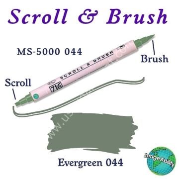 Zig Scroll & Brush Çift Çizgi ve Fırça Uçlu Kaligrafi Kalemi 044 Yaprak Yeşili