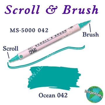 Zig Scroll & Brush Çift Çizgi ve Fırça Uçlu Kaligrafi Kalemi 042 Okyanus