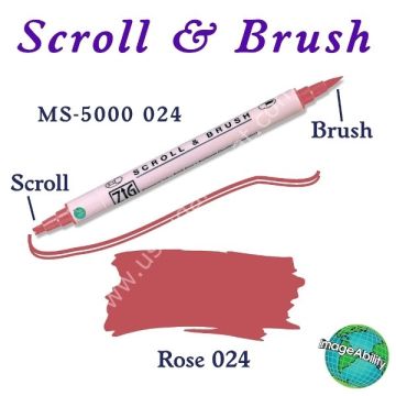 Zig Scroll & Brush Çift Çizgi ve Fırça Uçlu Kaligrafi Kalemi 024 Gül Rengi